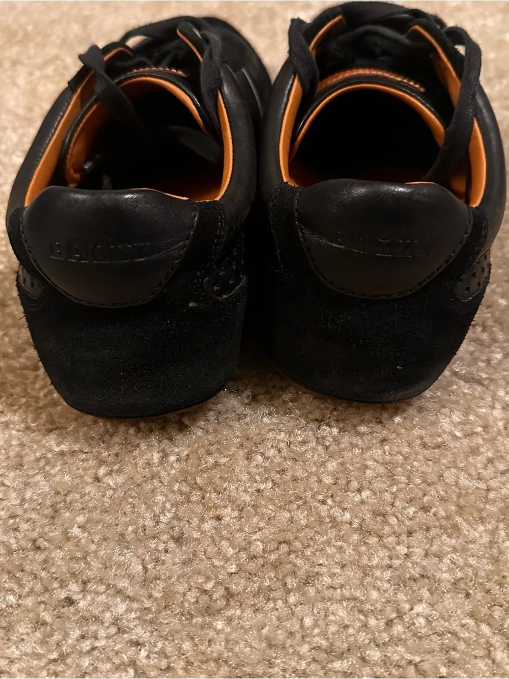 Bally Iuston Luxury Mens Sneakers Black Suede Leather Perforated US 9.5 EU 8.5